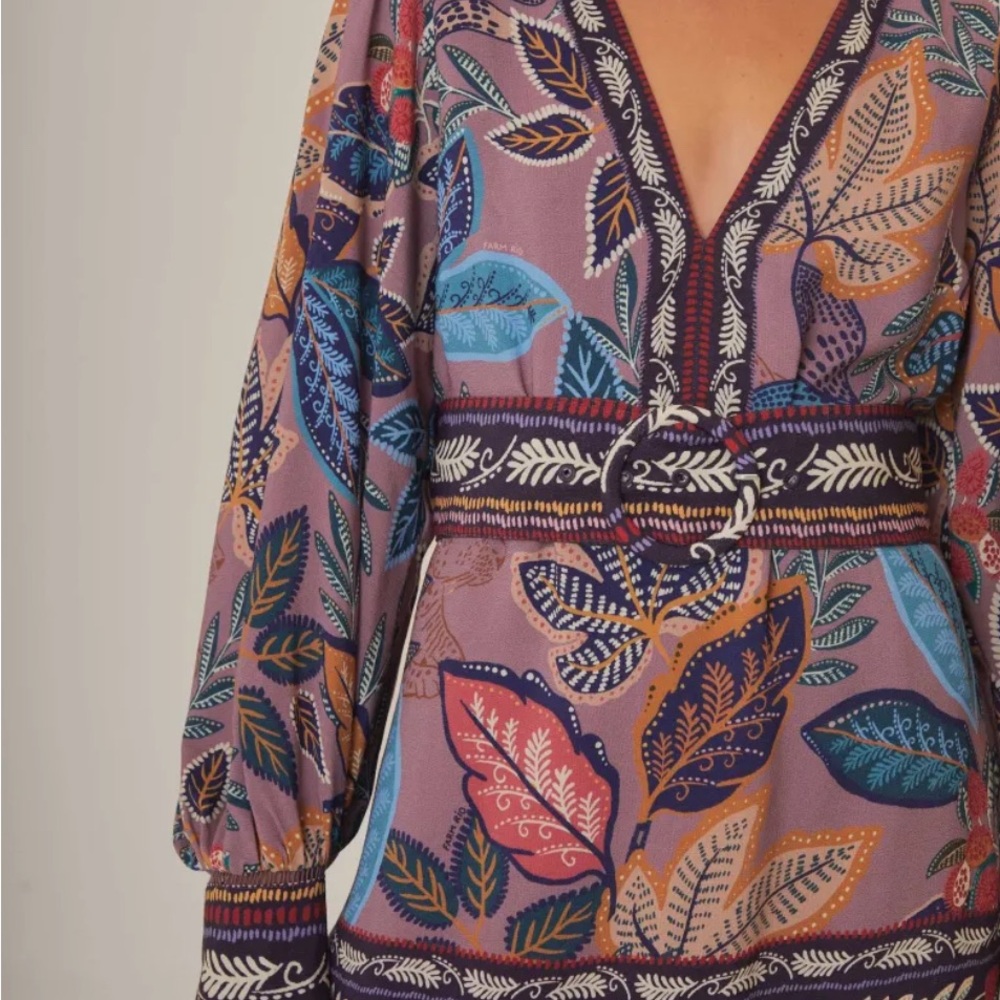 Farm Rio Lavender Wild Nights Long Sleeve Dress - Picture 11 of 11